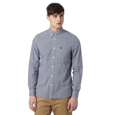 Fred Perry Navy mini gingham checked regular fit shirt